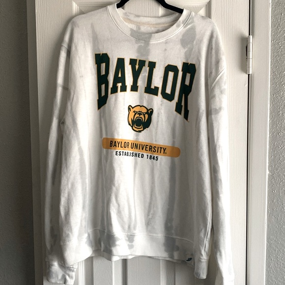 League Sweaters - Baylor University crew sweatshirt white and gray shadow print size L